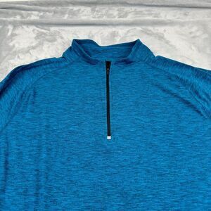 Zella Shirt Mens 3XL Heather Blue Quarter Zip Athleisure Stretch Workout Gym